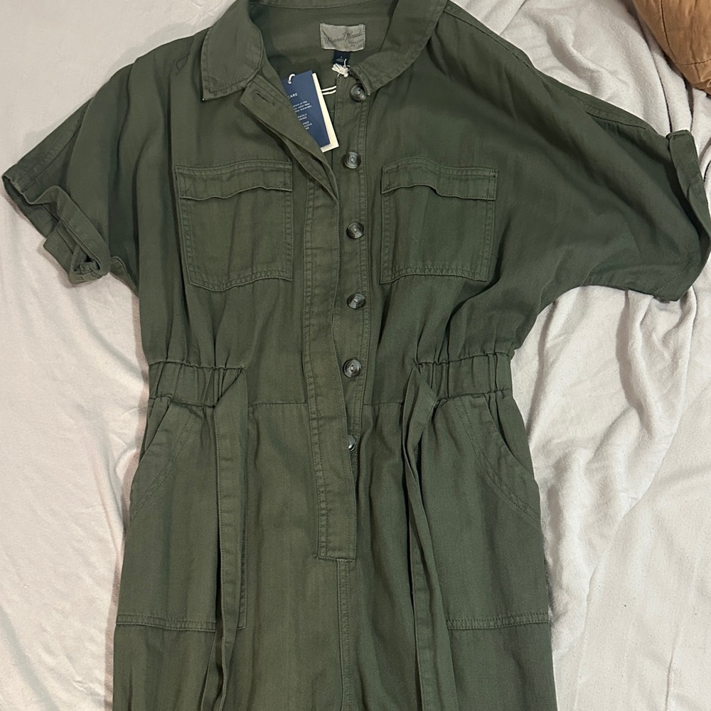 Universal thread Green Button-Up Jumpsuit